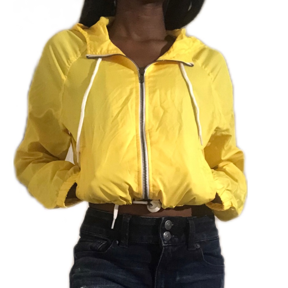 Yellow cropped windbreaker